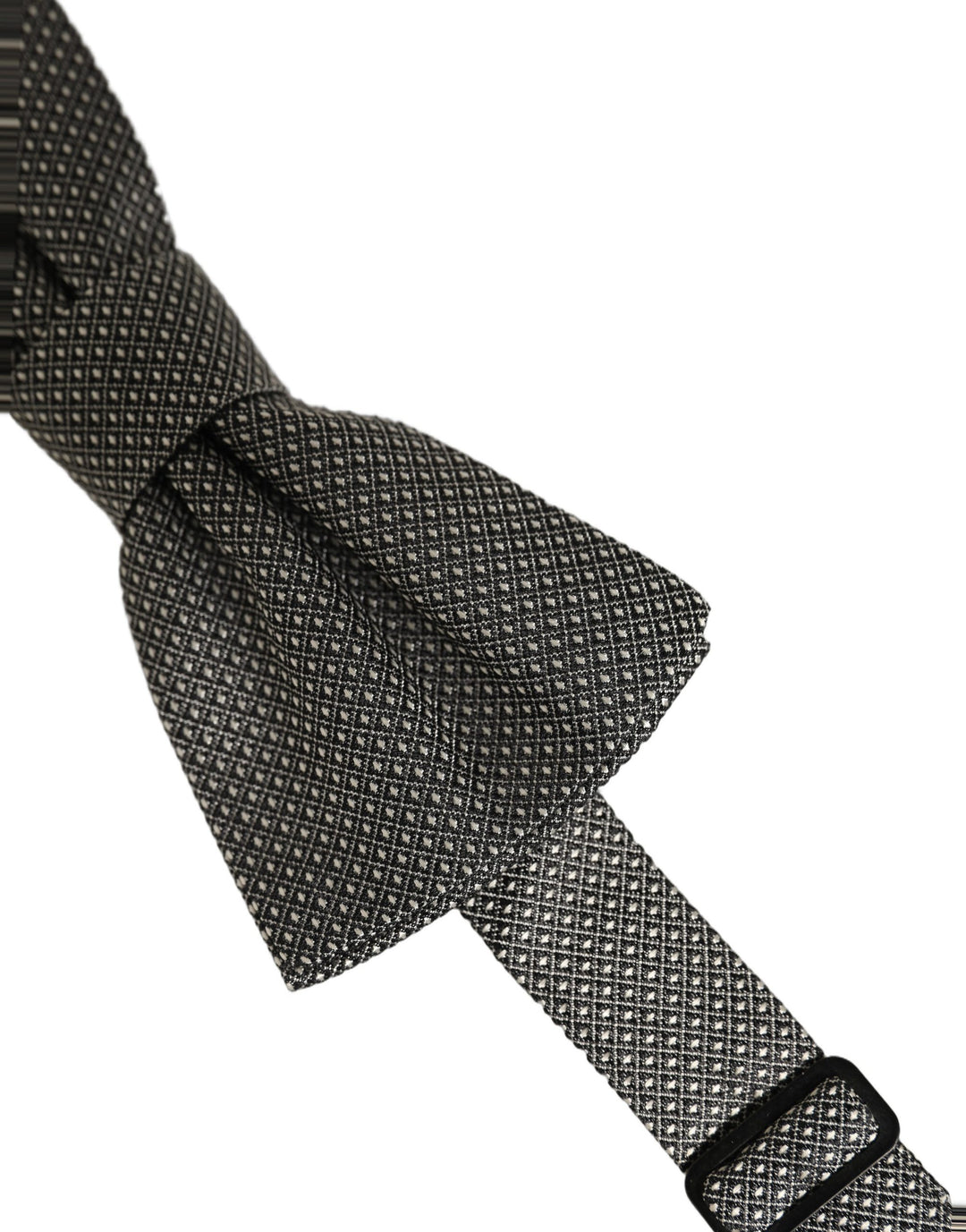 Dolce &amp; Gabbana Men Gray Silk Patterned Adjustable Neck Papillon Bow Tie