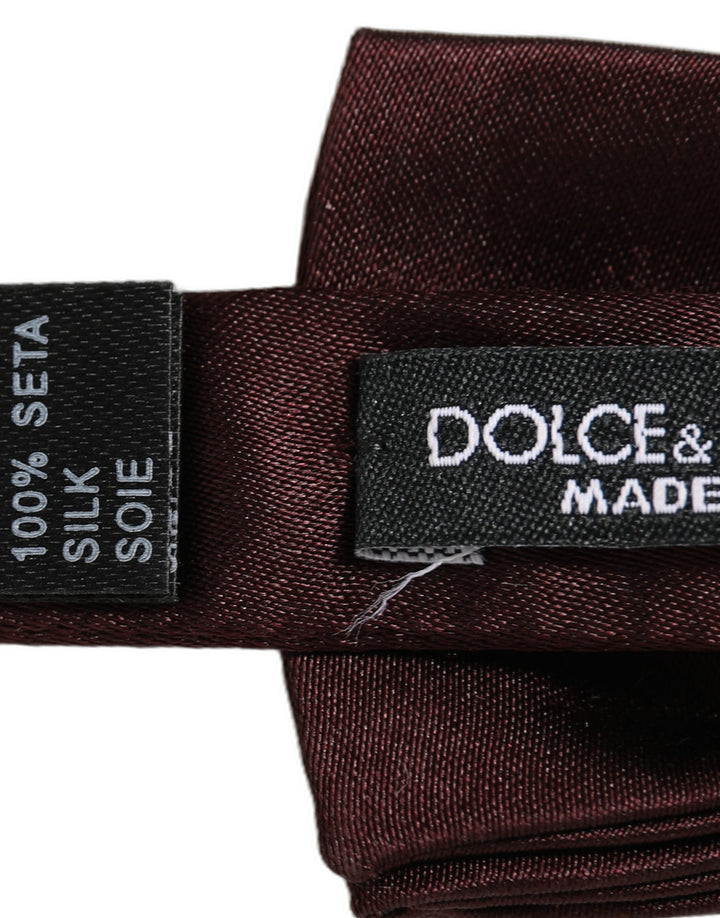 Dolce &amp; Gabbana Men Brown 100% Silk Adjustable Neck Papillon Bow Tie