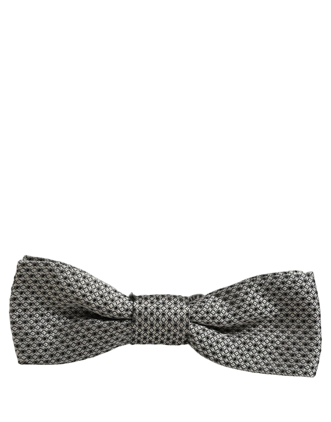 Dolce &amp; Gabbana Men Gray Silk Patterned Adjustable Neck Papillon Bow Tie