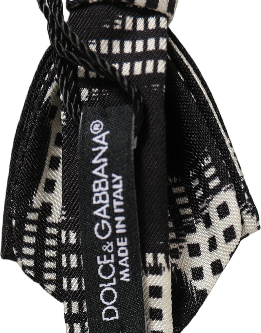 Dolce &amp; Gabbana Black White Checkered Adjustable Neck Papillon Bow Tie