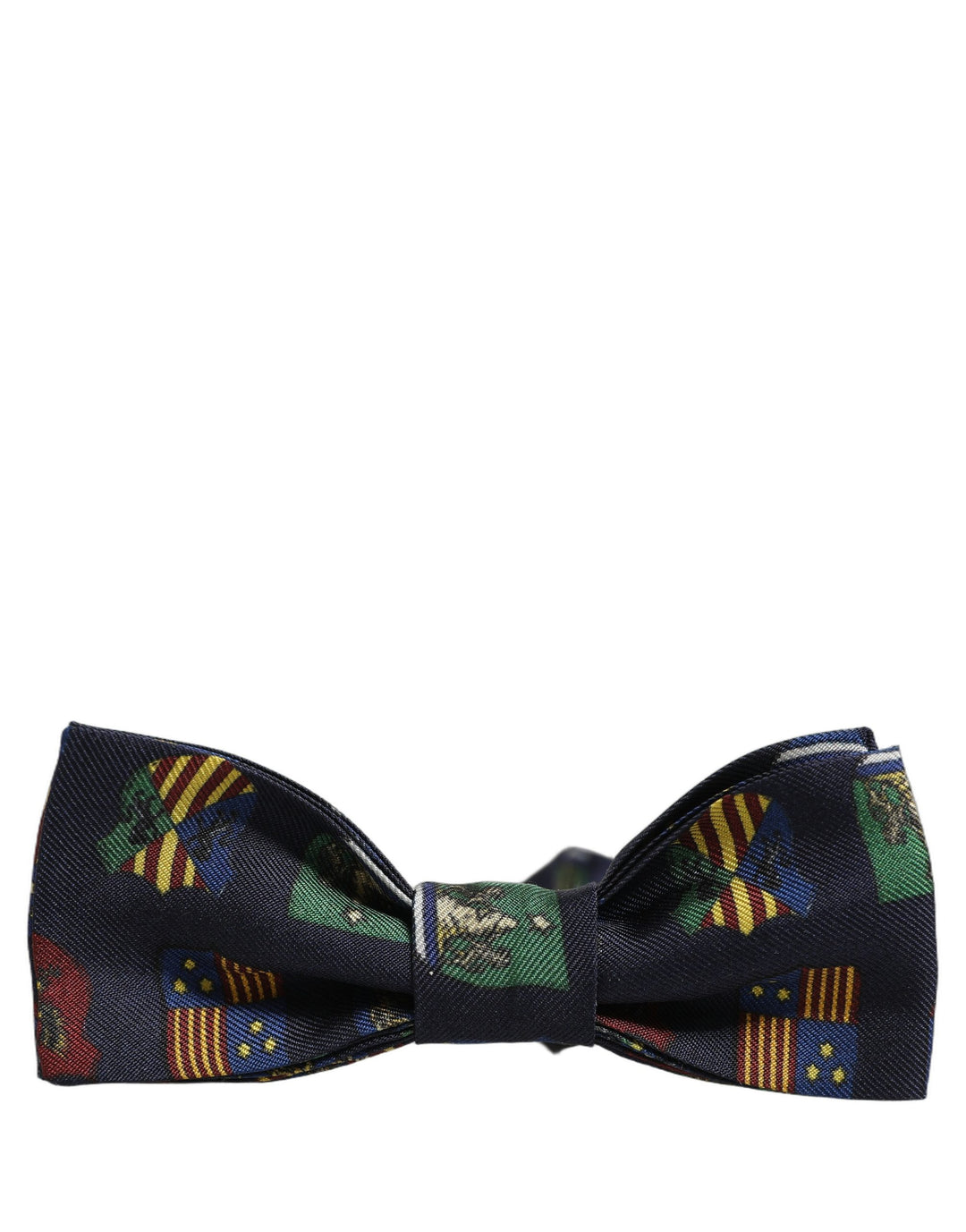 Dolce &amp; Gabbana Men Blue Flags 100% Silk Adjustable Neck Papillon Bow Tie