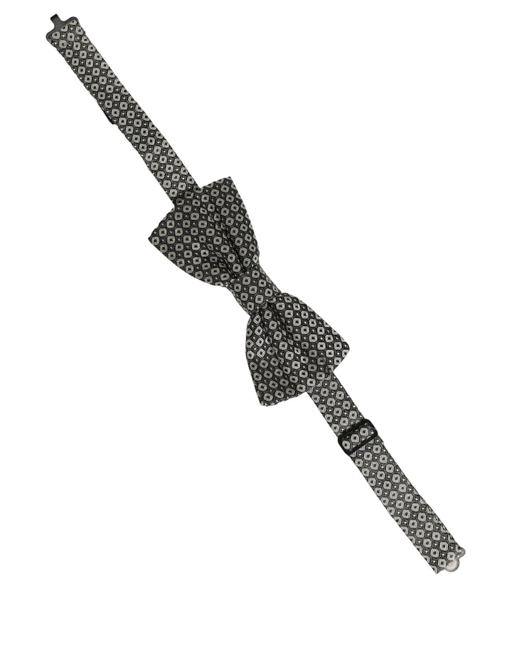 Dolce &amp; Gabbana Men Gray Silk Patterned Adjustable Neck Papillon Bow Tie
