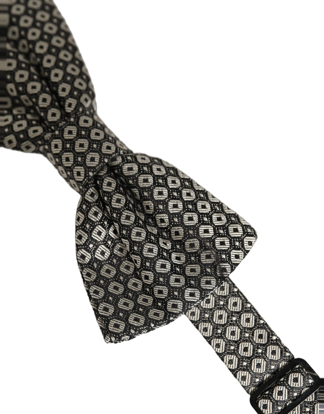 Dolce &amp; Gabbana Men Gray Silk Patterned Adjustable Neck Papillon Bow Tie