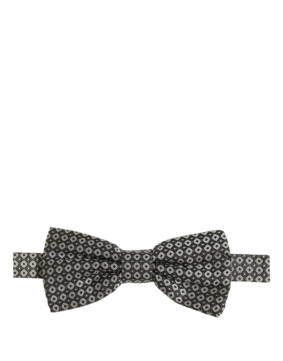 Dolce &amp; Gabbana Men Gray Silk Patterned Adjustable Neck Papillon Bow Tie