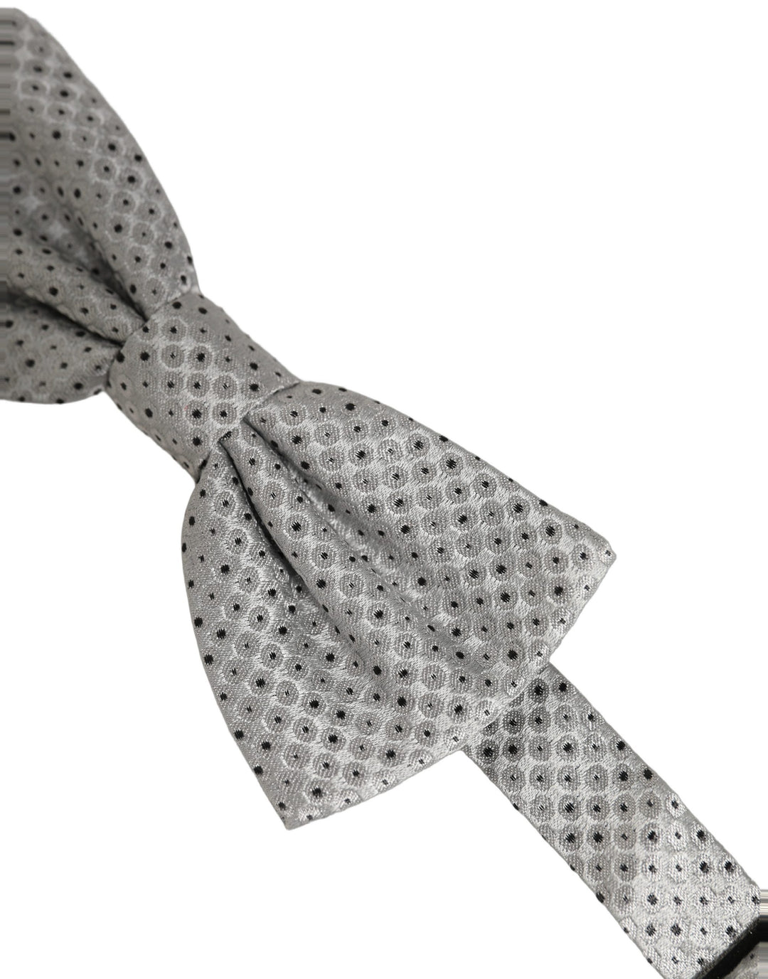 Dolce &amp; Gabbana Men Black Gray Polka Dot Adjustable Neck Papillon Bow Tie