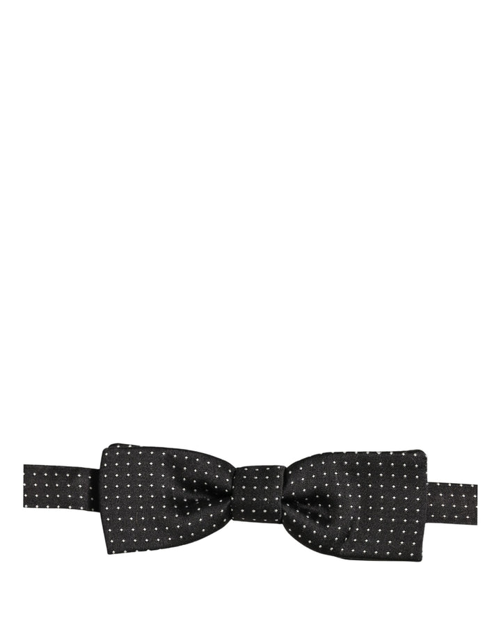 Dolce &amp; Gabbana Black White Polka Dot Adjustable Neck Papillon Bow Tie