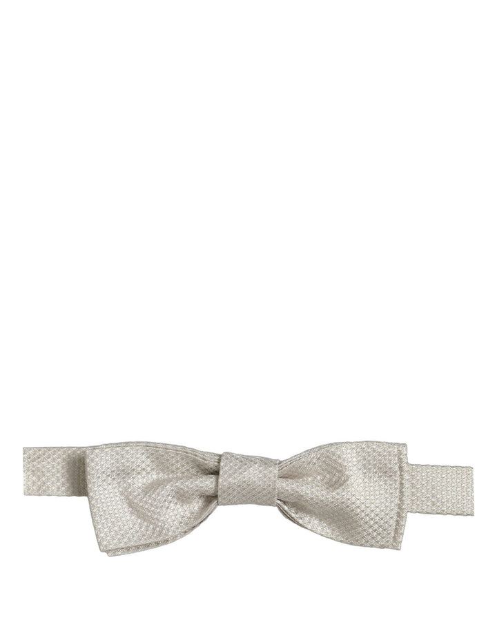 Dolce &amp; Gabbana Men White 100% Silk Adjustable Neck Papillon Bow Tie