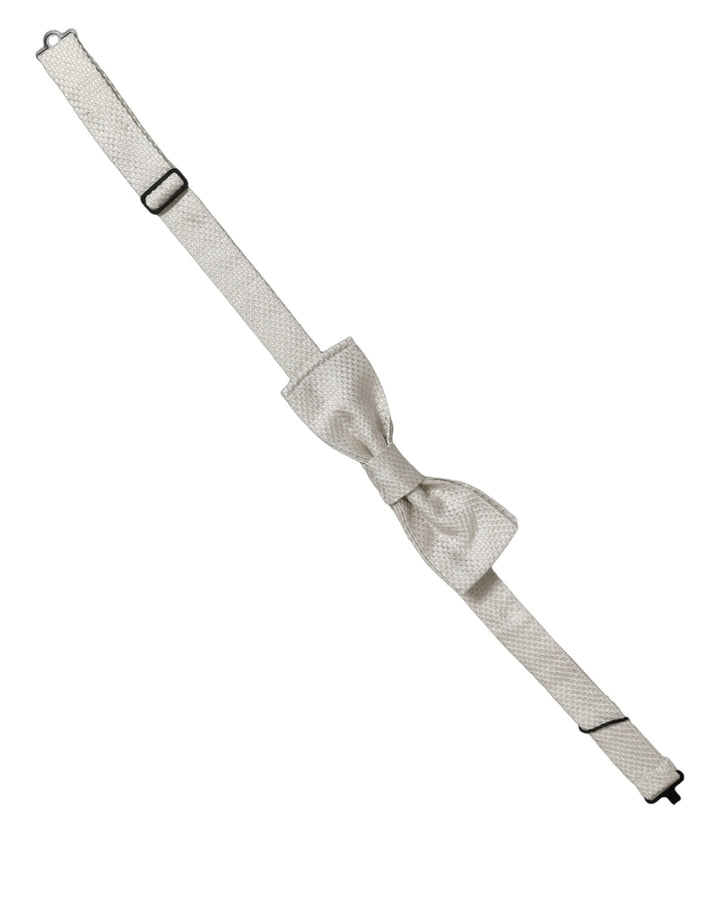 Dolce &amp; Gabbana Men White 100% Silk Adjustable Neck Papillon Bow Tie