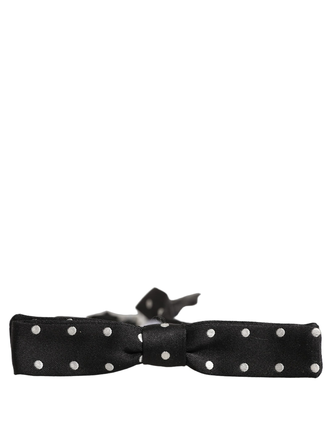 Dolce &amp; Gabbana Black White Polka Dot Adjustable Neck Papillon Bow Tie