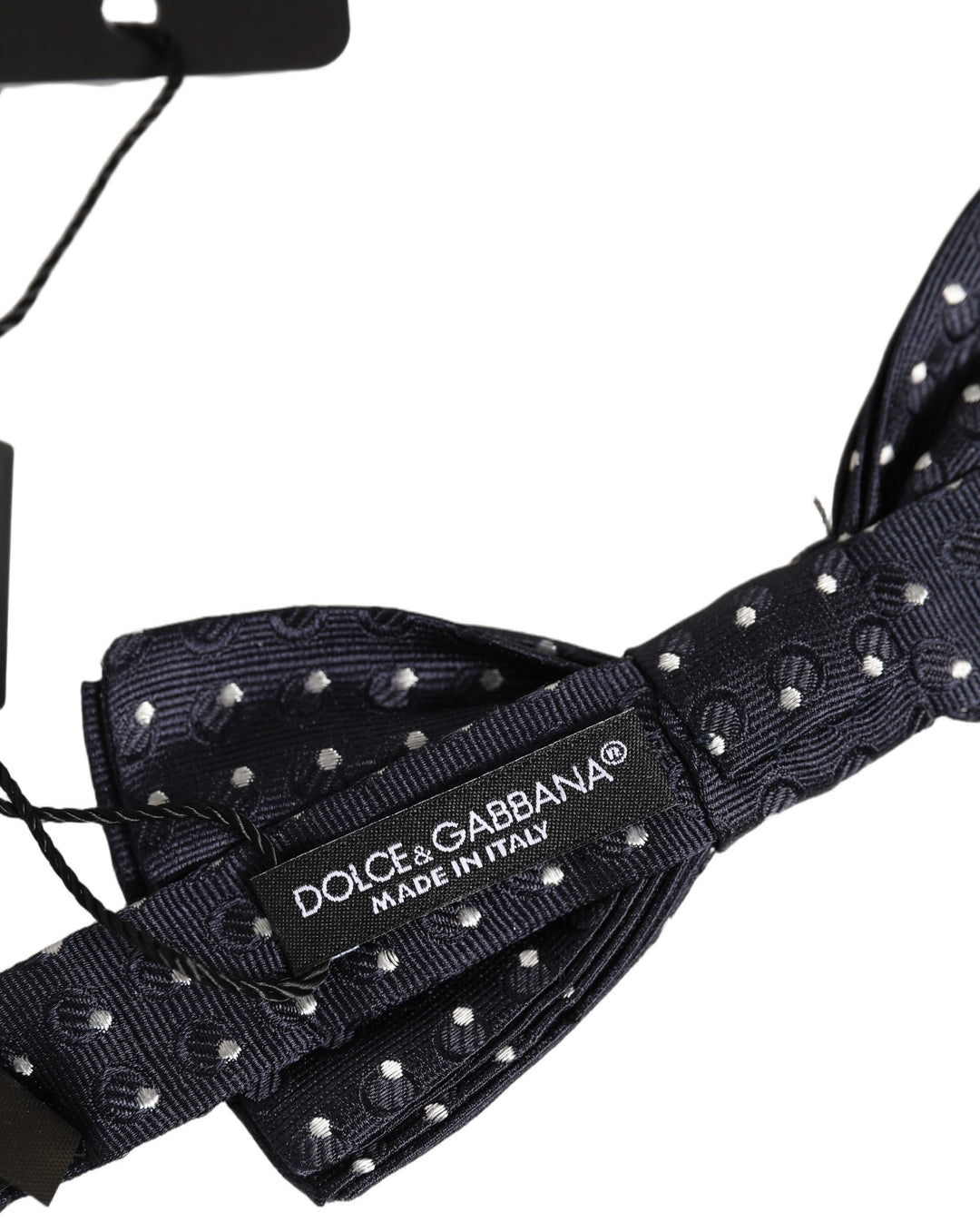 Dolce &amp; Gabbana Black White Polka Dot Adjustable Neck Papillon Bow Tie