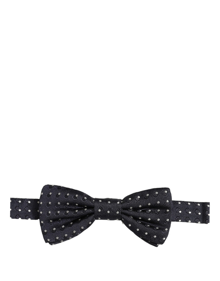 Dolce &amp; Gabbana Black White Polka Dot Adjustable Neck Papillon Bow Tie