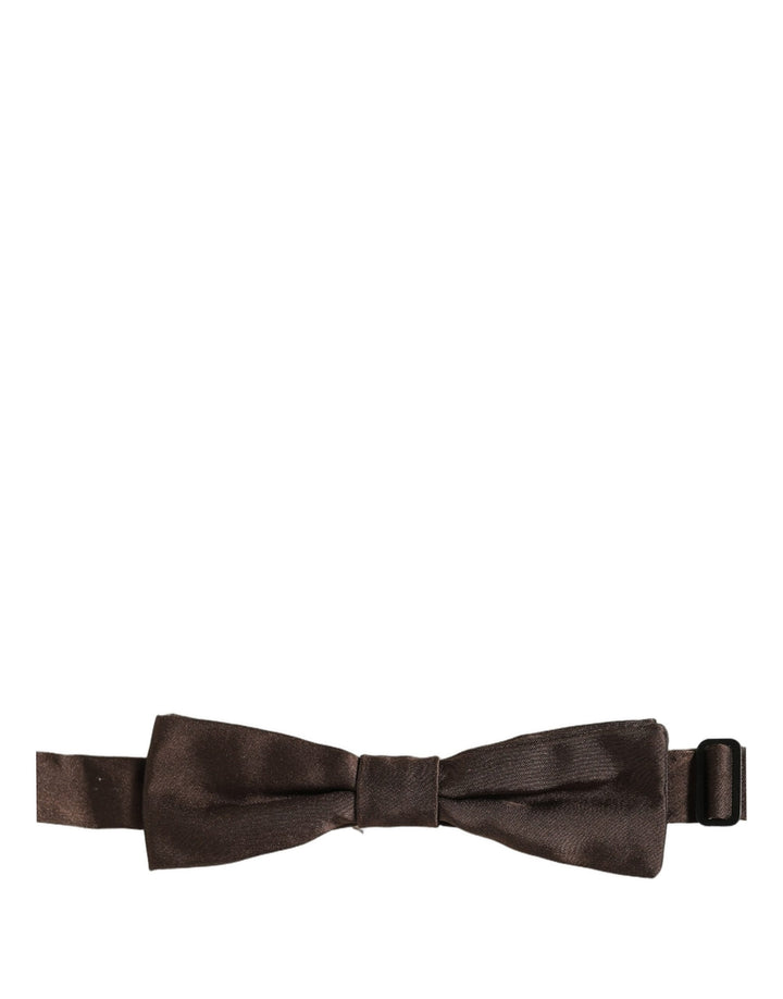 Dolce &amp; Gabbana Men Brown 100% Silk Adjustable Neck Papillon Bow Tie