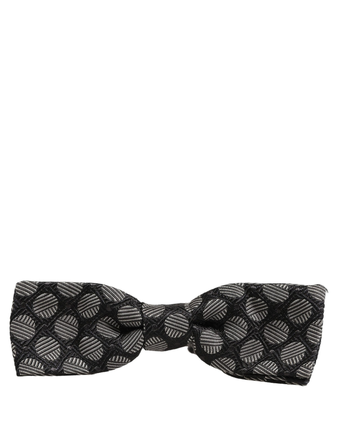Dolce &amp; Gabbana Black White Geometric Silk Adjustable Neck Papillon Bow Tie