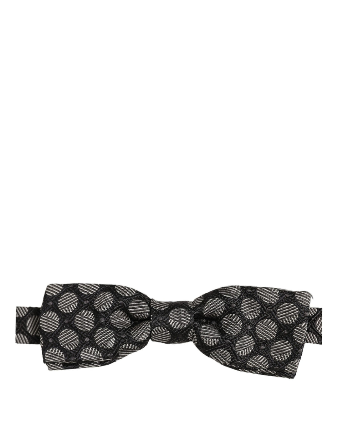 Dolce &amp; Gabbana Black White Geometric Silk Adjustable Neck Papillon Bow Tie
