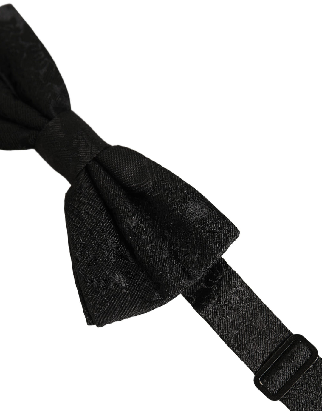 Dolce &amp; Gabbana Men Black Paisley Silk Adjustable Neck Papillon Bow Tie