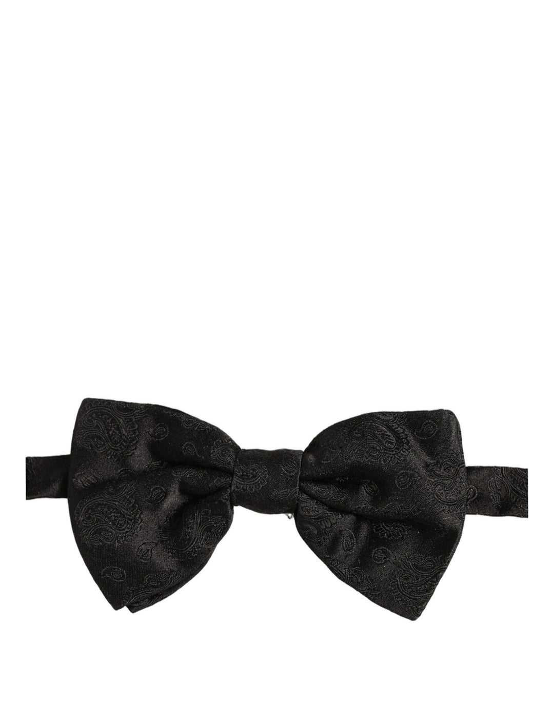 Dolce &amp; Gabbana Men Black Paisley Silk Adjustable Neck Papillon Bow Tie