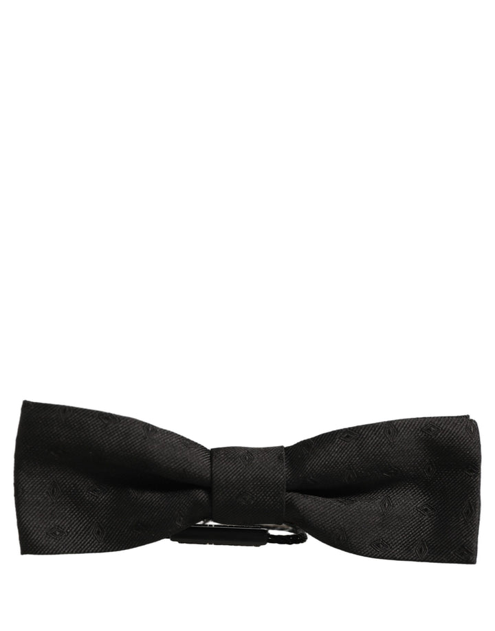 Dolce &amp; Gabbana Men Black 100% Silk Adjustable Neck Papillon Bow Tie