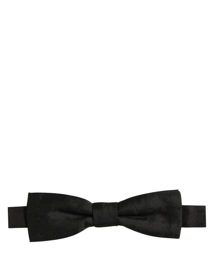 Dolce &amp; Gabbana Men Black 100% Silk Adjustable Neck Papillon Bow Tie