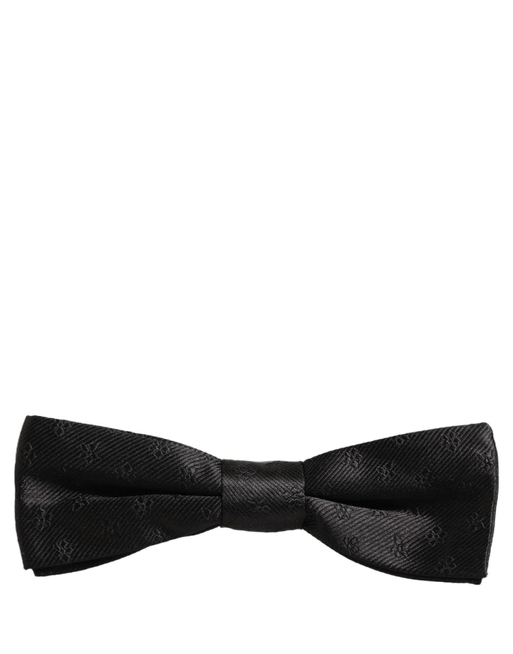 Dolce &amp; Gabbana Men Black Floral Silk Adjustable Neck Papillon Bow Tie