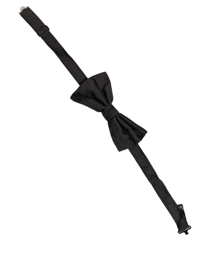 Dolce &amp; Gabbana Men Black 100% Silk Adjustable Neck Papillon Bow Tie