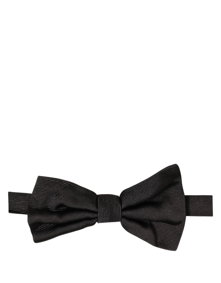 Dolce &amp; Gabbana Men Black 100% Silk Adjustable Neck Papillon Bow Tie