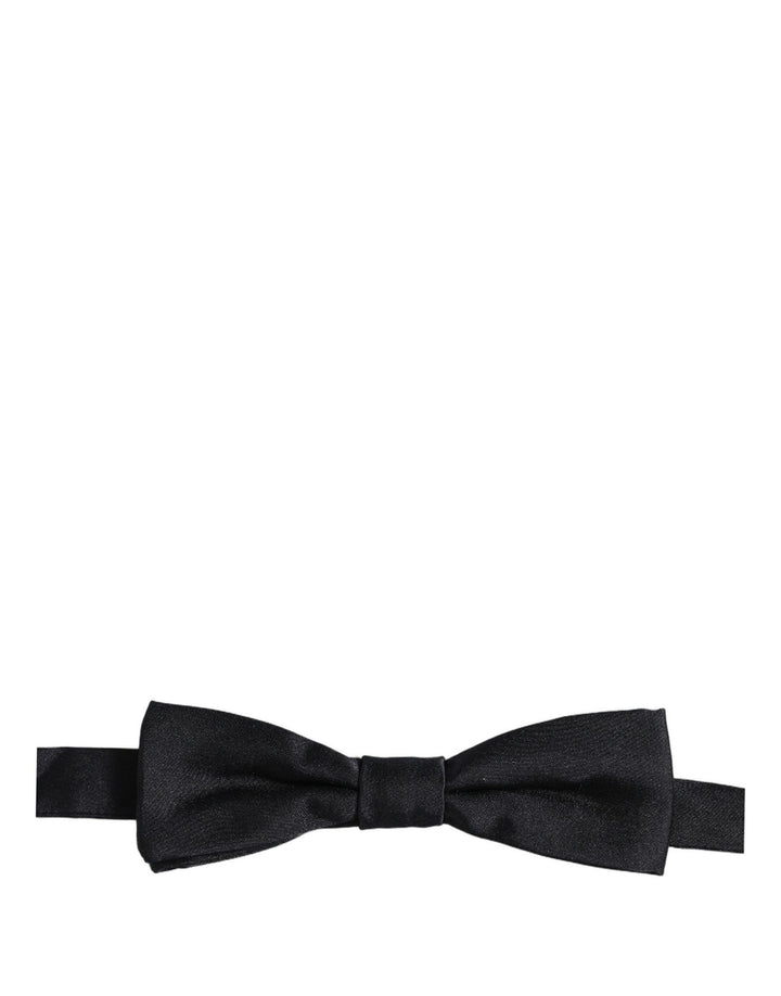Dolce &amp; Gabbana Men Black 100% Silk Adjustable Neck Papillon Bow Tie