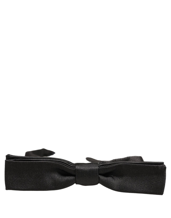 Dolce &amp; Gabbana Men Black 100% Silk Adjustable Neck Papillon Bow Tie