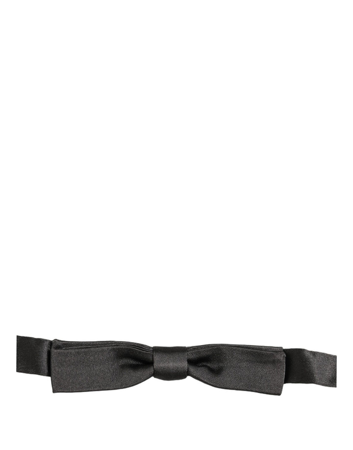 Dolce &amp; Gabbana Men Dark Gray 100% Silk Adjustable Neck Papillon Bow Tie