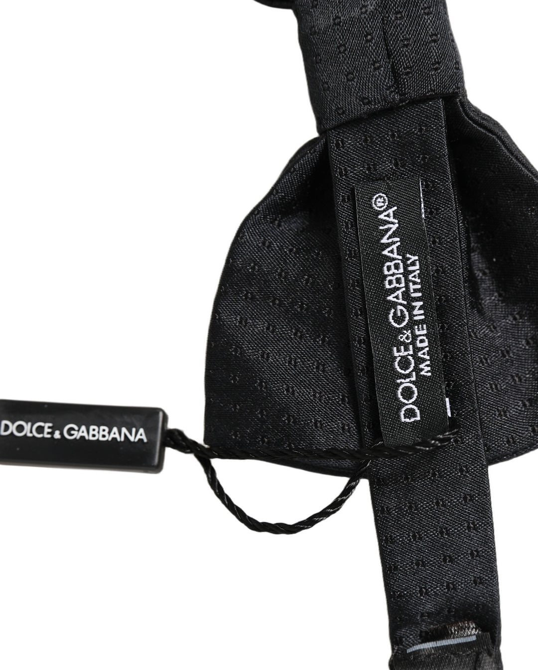 Dolce &amp; Gabbana Men Black 100% Silk Adjustable Neck Papillon Bow Tie