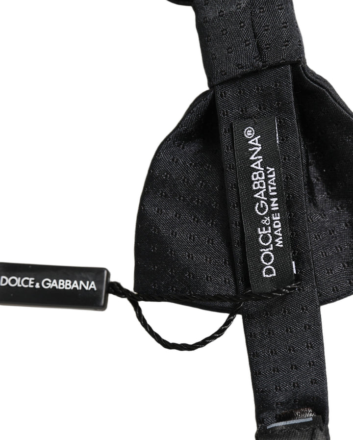Dolce &amp; Gabbana Men Black 100% Silk Adjustable Neck Papillon Bow Tie