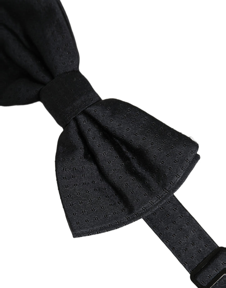 Dolce &amp; Gabbana Men Black 100% Silk Adjustable Neck Papillon Bow Tie
