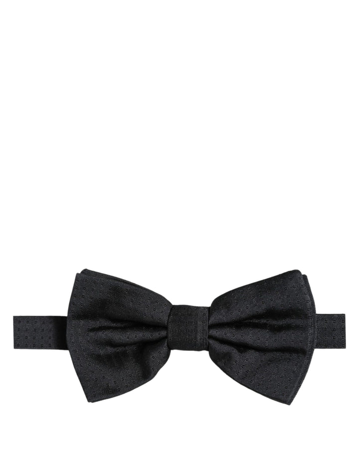 Dolce &amp; Gabbana Men Black 100% Silk Adjustable Neck Papillon Bow Tie
