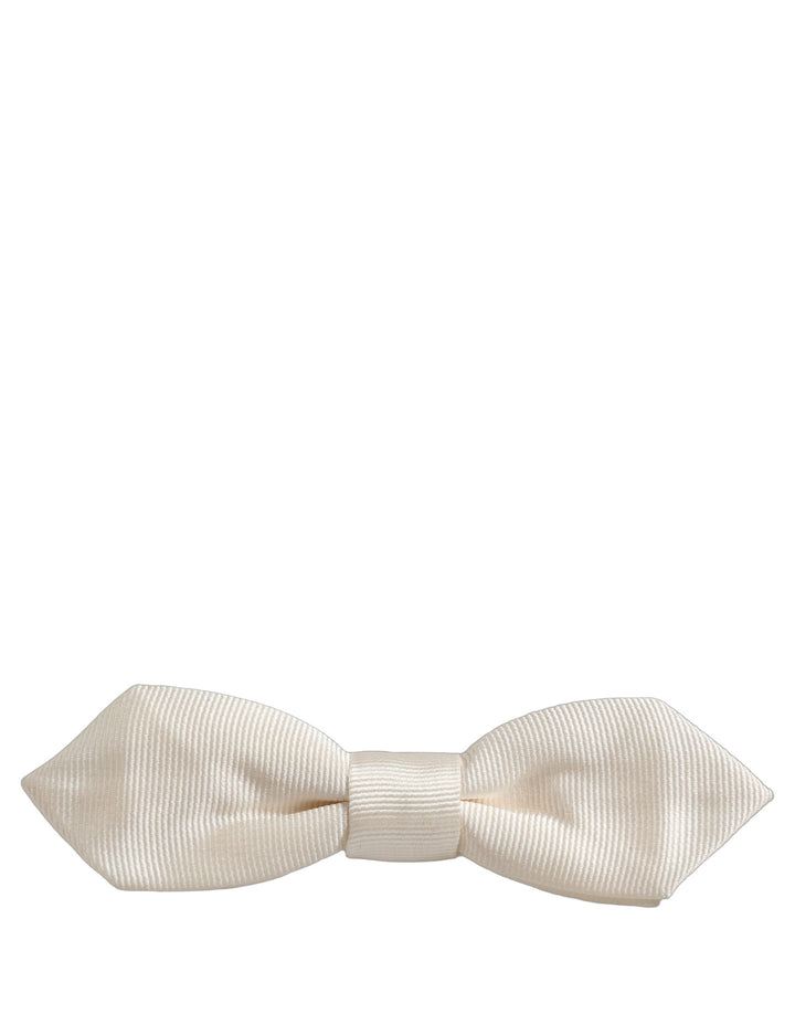 Dolce &amp; Gabbana Men White 100% Silk Adjustable Neck Papillon Bow Tie
