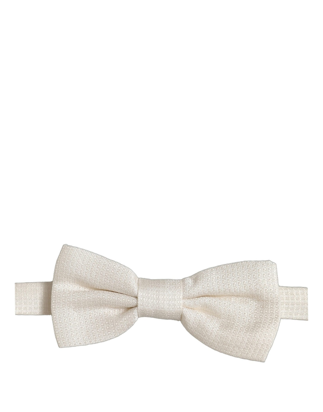 Dolce &amp; Gabbana Men Off White Silk Adjustable Neck Papillon Bow Tie