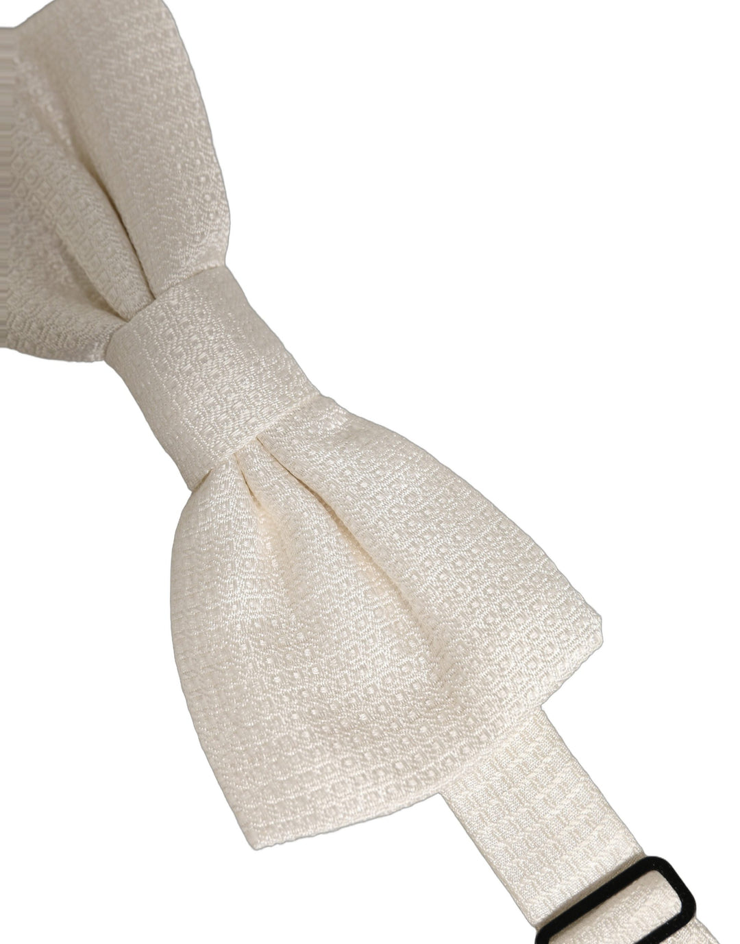 Dolce &amp; Gabbana Men Off White Silk Adjustable Neck Papillon Bow Tie
