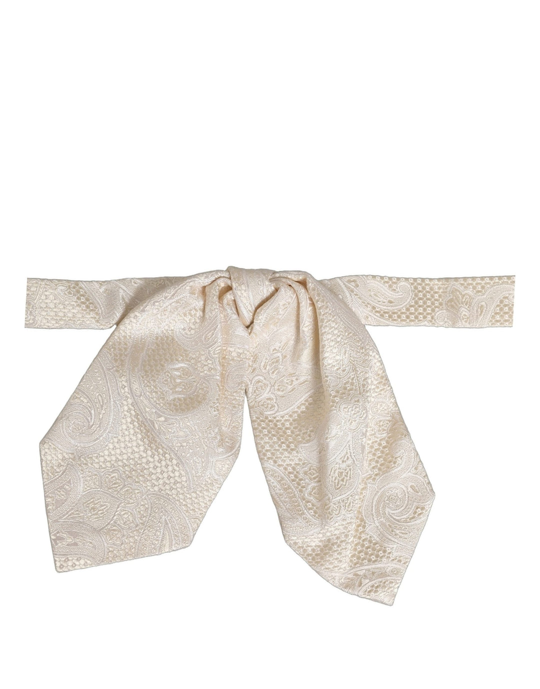 Dolce &amp; Gabbana Men Ivory Paisley SIlk Adjustable Neck Papillon Bow Tie