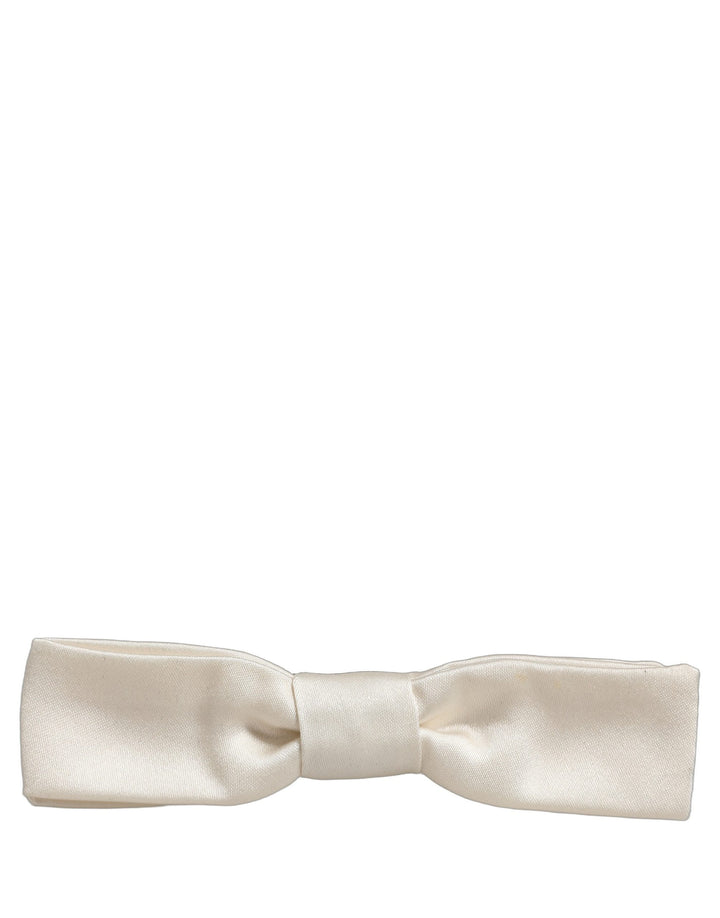 Dolce &amp; Gabbana Men White 100% Silk Adjustable Neck Papillon Bow Tie