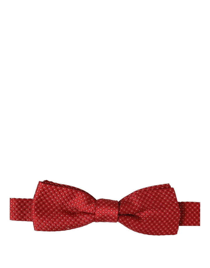 Dolce &amp; Gabbana Men Red Polka Dot Silk Adjustable Neck Papillon Bow Tie