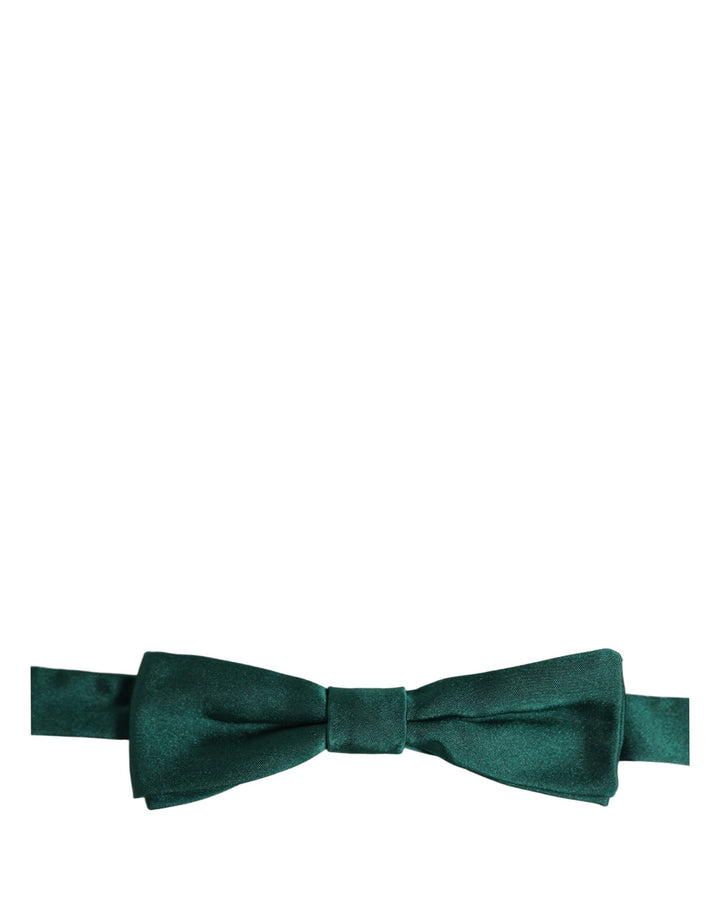 Dolce &amp; Gabbana Men Green 100% Silk Adjustable Neck Papillon Bow Tie