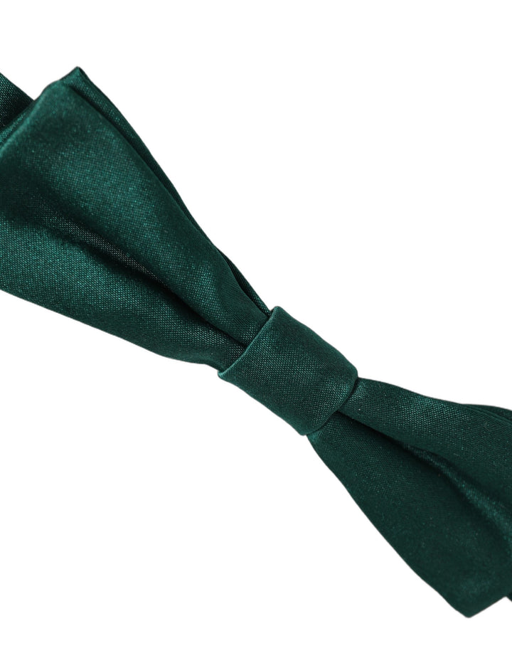 Dolce &amp; Gabbana Men Green 100% Silk Adjustable Neck Papillon Bow Tie