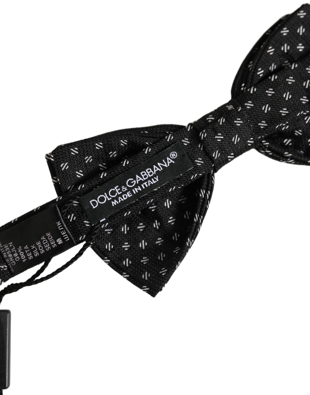 Dolce &amp; Gabbana Men Black Patterned Adjustable Neck Papillon Bow Tie
