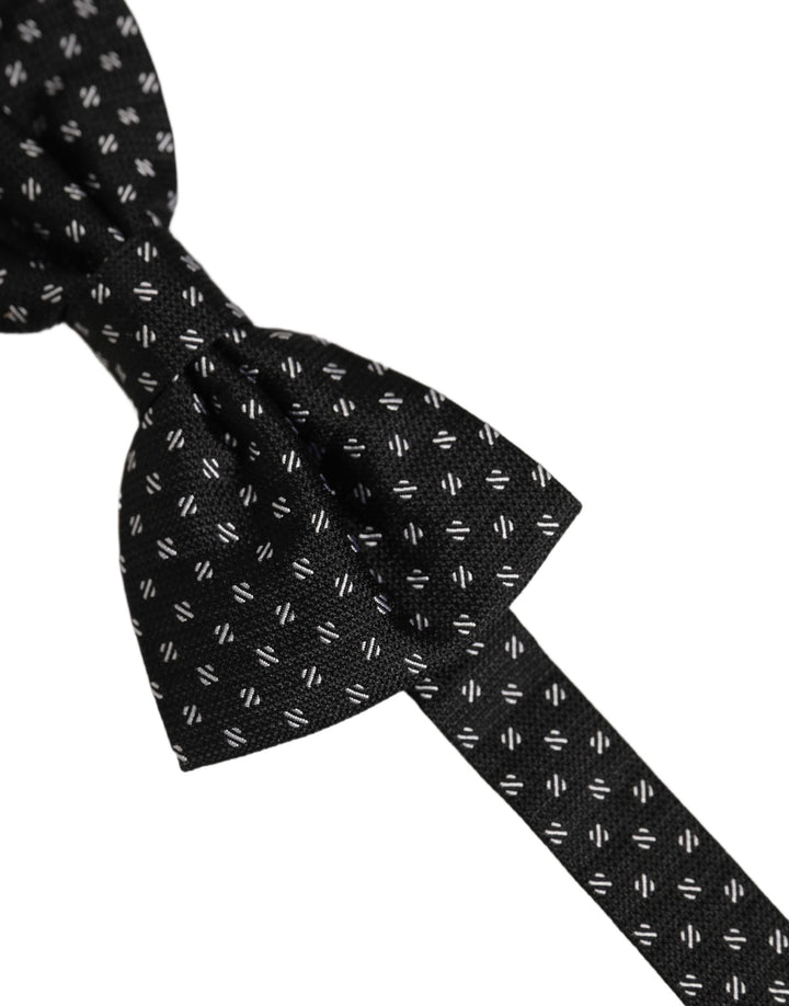 Dolce &amp; Gabbana Men Black Patterned Adjustable Neck Papillon Bow Tie