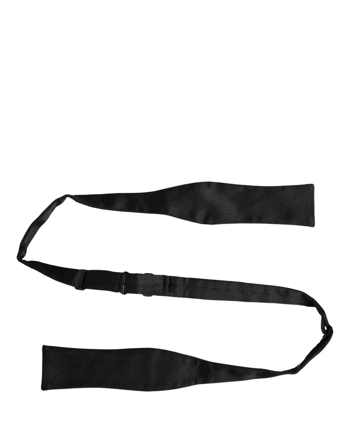 Dolce &amp; Gabbana Men Black 100% Silk Adjustable Neck Papillon Bow Tie
