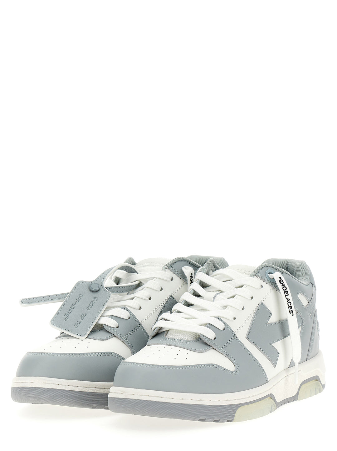 Off-White Gray Calfskin Low Top Sneakers