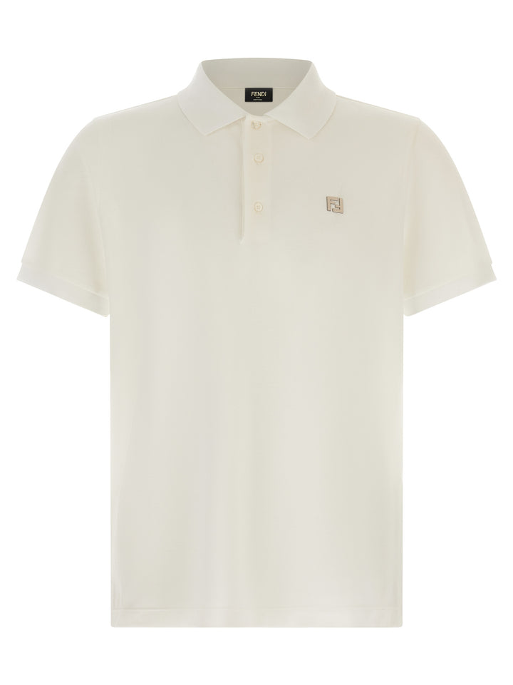 Fendi White Cotton Polo Shirt