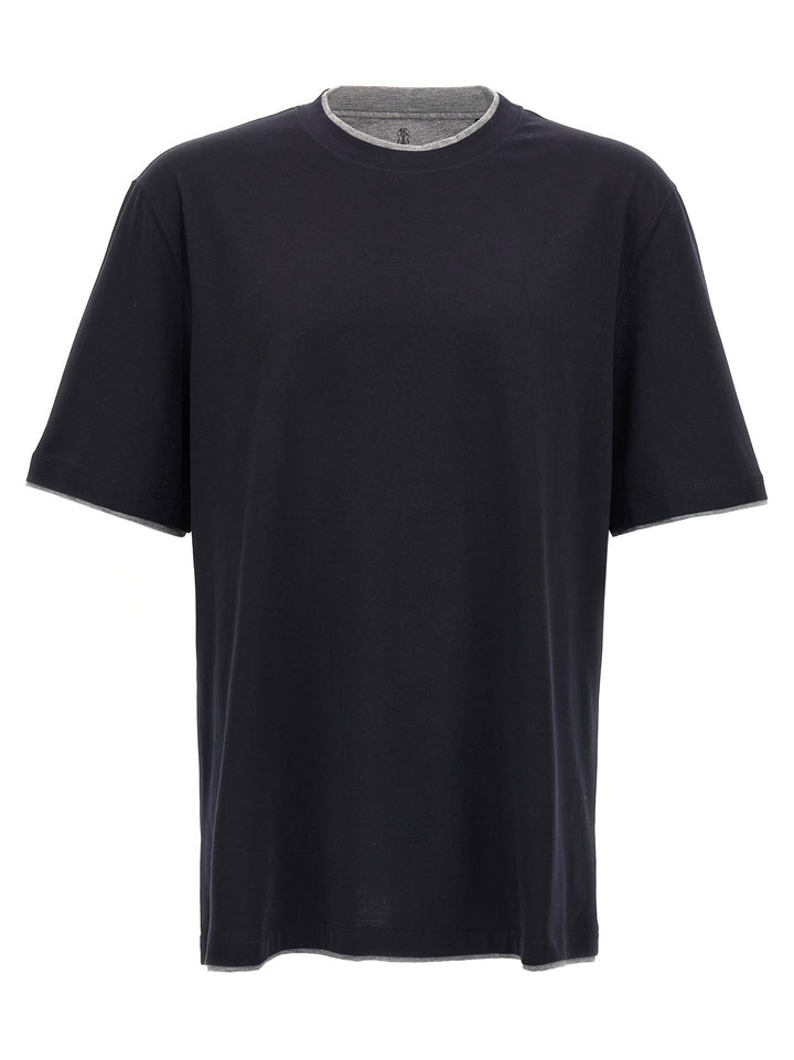 Brunello Cucinelli Blue Cotton T-Shirt