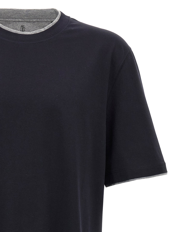 Brunello Cucinelli Blue Cotton T-Shirt