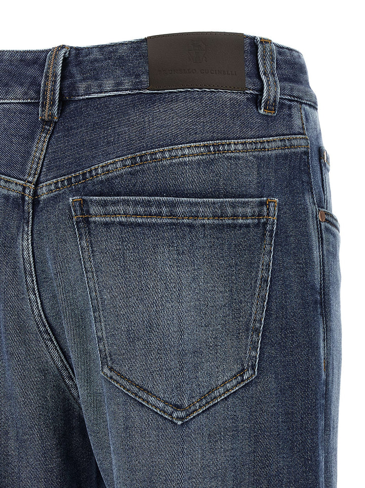 Brunello Cucinelli Blue Cotton Relaxed Fit Jeans