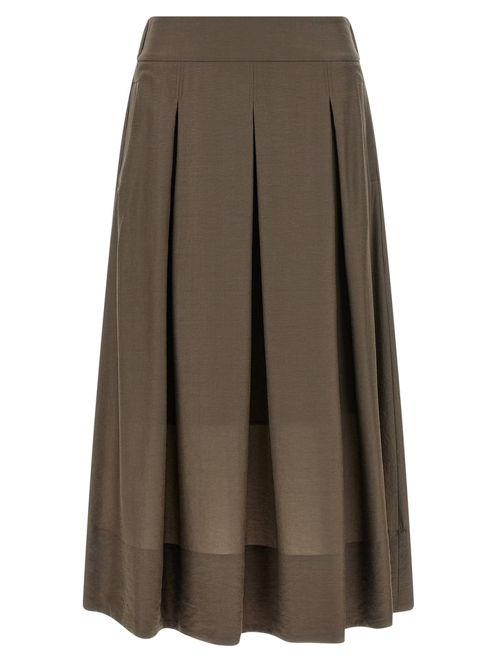 Peserico Brown Lycra Midi Skirt