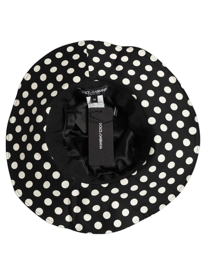 Dolce &amp; Gabbana Black White Polka Dot Cotton Bucket Capello Hat